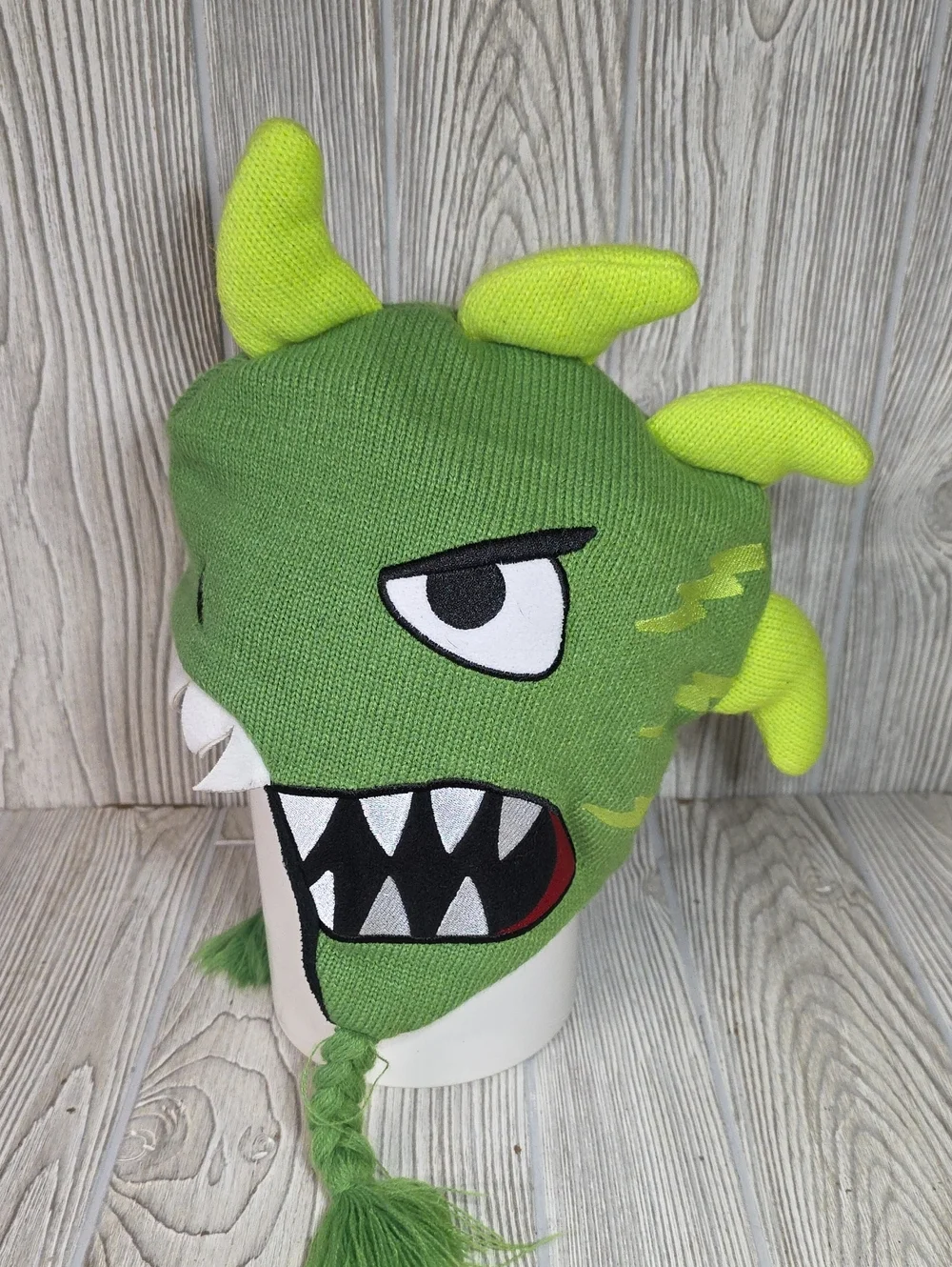 Rugrats Reptar Green Monster Knit Beanie Earflap Winter Hat Adult One Size